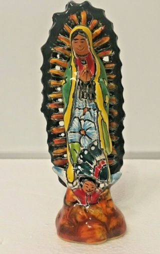 Talavera Virgin Mary Guadalupe Mexican Figure Pottery 6 " Gerardo Garcia Folk Art