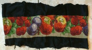 Vintage Textile Handmade Beaded Silk Belt Wrap Fruits