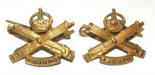 Ww1 World War One Cef Canadian Machine Gun Corps Collar Badge Set Pattern A