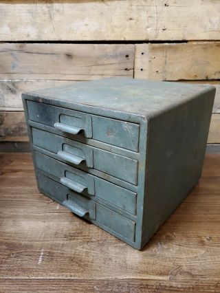 Vintage 4 - Drawer Metal Storage Box Cabinet Parts Organizer Industrial Steampunk