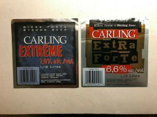 Canada Beer Labels - Les Brasseries Molson - Carling Extra Forte & Extreme