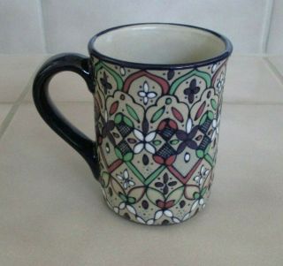 Javier Servin Ceramica Mexico Hand Painted 4 " Ceramic Mug Cup Vgc