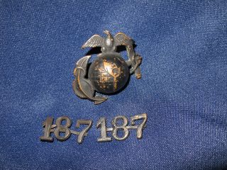 Ww1 Usmc Ega Hat Badge Insignia Device & Campaign Hat Numbers 187th Company