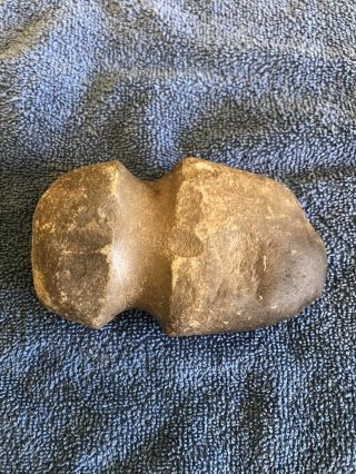 NATIVE AMERICAN INDIAN STONE AXE HEAD GROOVED Artifact Tool 3