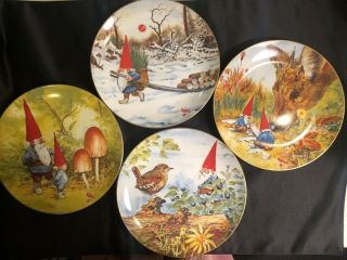 Rien Poortvliet Four Season Gnome Plates 1982 Set Vintage