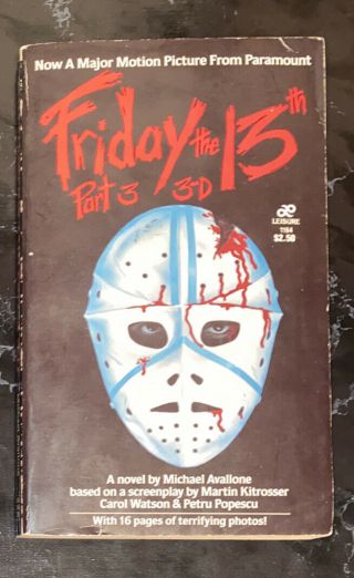 Friday The 13th Part 3 3d Michael Avallone Horror/terror Vintage Jason Vorhees