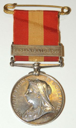 Victorian Canada General Service Medal Fenian Raid 1866 Bar Clasp 10th R.  R.