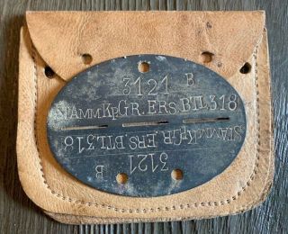 Vintage WWI German Dog Tag w/ Leather Pouch & Old German Compass/ Opisometer 2