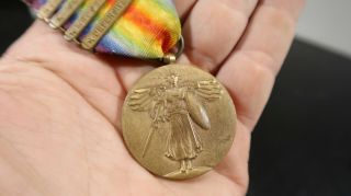 WWI US Army Victory Medal with 4 Bars with Full Wrapped brooch 3