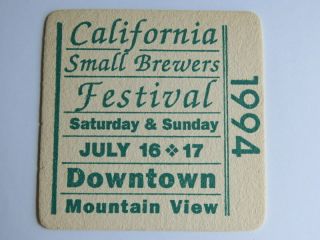 Beer Brewery Coaster Small Brewers Festival Of Mountain View,  California 1994