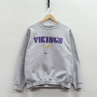 Vintage Minnesota Vikings Nike Sweatshirt Crewneck Size Large Heather Gray Nfl