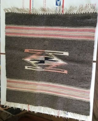 Vintage Hand Woven Small Wool Navajo Indian Rug 19 " By 20 "