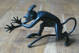 Metal Black Devil Satan Cast Iron Statuette Sculpture Statue Toy Old Russian Rar