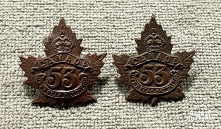 Cef Ww1 53rd Battalion Prince Albert Collar Badge Pair (25040)