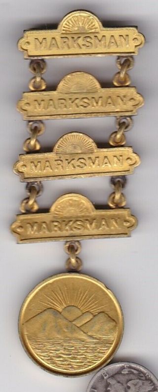 Wwi Era York National Guard Marksman Medal With 4 Bars Each Hallmkd