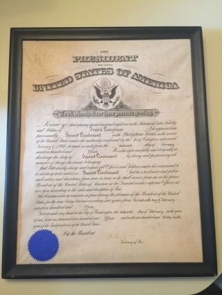Ww1 Military Appointment Signed Woodrow Wilson 2nd Lieutenant Estate Find