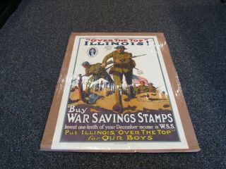 World War One Us Army Over The Top Illinois The Torch Of Liberty Poster