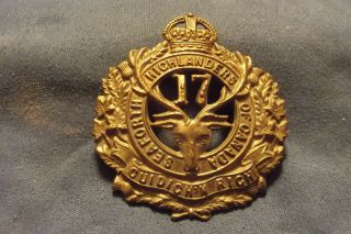 Ww I Cef Brass Cap Badge To The 17th Infantry Battalion (nova Scotia Highlanders