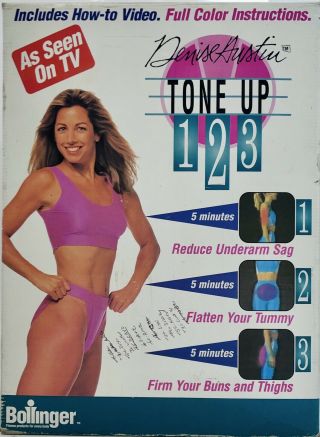 Vintage Denise Austin Aerobic Tone Up 1 - 2 - 3 System With Vhs Tape As Seen On Tv