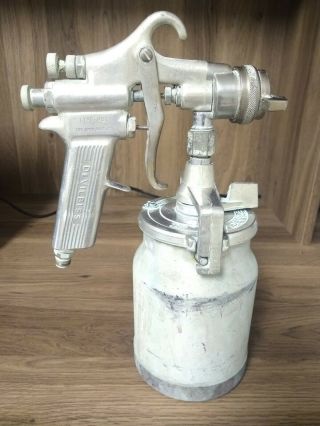 Vintage Devilbiss Paint Spray Gun,  Type Mbc W/ Paint Pot And Nozzle / Cap 80