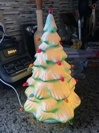 Vintage Christmas Blow Mold Plastic Union Products Lighted Tree - 13”