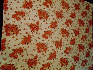 Vintage Acrylic Blanket Satin Nylon Trim Binding Floral Fall Colors Orange/white