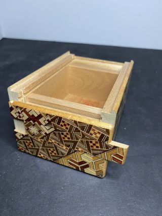 8 Step Japanese Wood Puzzle Box Stamped Japan Vintage 3
