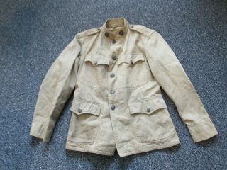 Wwi Us Army Summer Tan Tunic With Ord And Qm Collar Discs