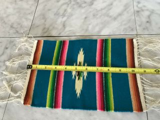 Vintage 1940s Wool Saltillo Southwestern Mexican Serape Fringed Place Mat)) 2