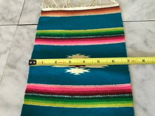 Vintage 1940s Wool Saltillo Southwestern Mexican Serape Fringed Place Mat)) 3