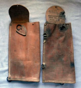 One Pair L & R Wwi Horse Gas Mask Canister Carriers Us Cavalry Leather