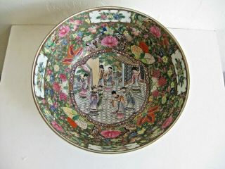 Fine Old Chinese Famille Rose Porcelain Hand Painted Enameled Large Bowl W/marks