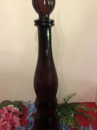 Large 18”Vintage Empoli Purple Amethyst Glass Genie Bottle Decanter MCM 1960’s 3