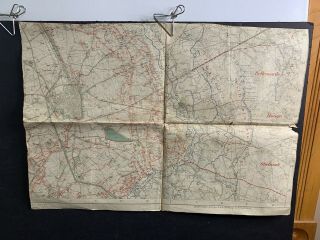 Ww1 German Military Map Fragment,  Ypres Ypern,  Trench Lines,  Belgium