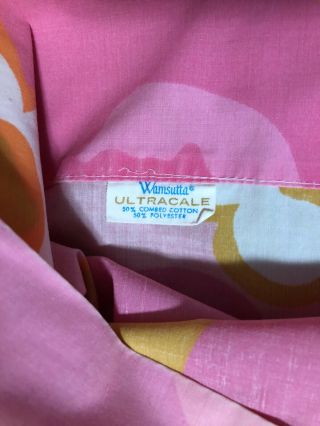 Vintage Wamsutta Paintbox Pink Floral Pillowcase Pair 60s 70s Linens 2
