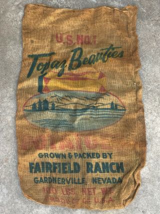 Vintage Topaz Beauties (100 Lbs. ) Burlap Potato Sack Fairfield Ranch,  Nev.  Ex