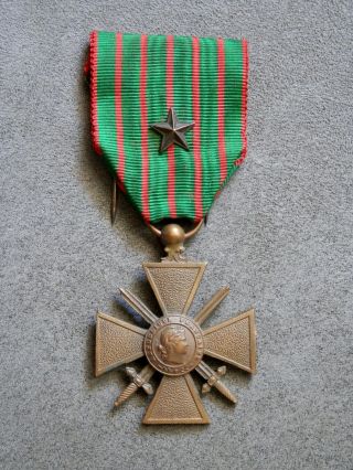 Ww1 France,  Ww1 War Cross / Croix De Guerre With Ribbon And Star