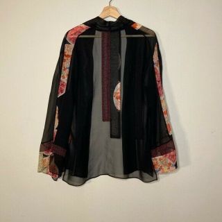 Vintage 100 Silk Kimono From Harari S Black/red/orange Asian Design