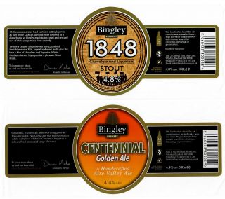 Beer Label: 2 X Bingley Brewery Wilsden,  Bradford