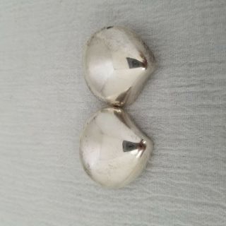 Vintage Brenda Schoenfeld Large Sterling Silver Puff Shell Clip On Earrings