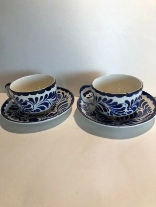 Hecho En Mexico Anfora Teacups And Saucers (set Of 2)