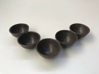 Japanese Pottery Sake Cup Set Guinomi Vintage 5pc Signed Satusma Ware C426