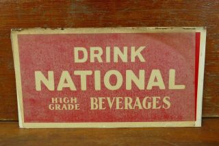 Vintage 1950s Nos Drink National Beverages Tin Metal Sign