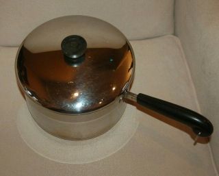 Vintage 1801 Revere Ware 4 Quart Sauce Pan W/ Lid Copper Bottom Rome Ny Usa 4 Qt