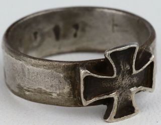 Ww1 Iron Cross Ring German Wwi Germany 1917 Trench Art Size Us 9 1/2 War Jewelry