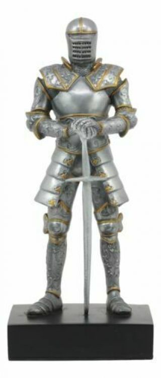 Medieval Suit Of Armor Knight Swordsman Standing Display 9 " H Figurine Decor