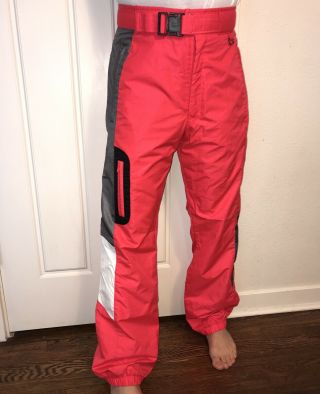 Vtg 80s 90s Infrared Neon OBERMEYER Ski Pants Mens MEDIUM Snow bib suit Gaper M 3