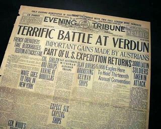 Great Battle Of Verdun World War I 1916 Wwi France Vs.  Germany 1916 Newspaper