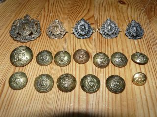 1900s Vintage North West Mounted Police Cap & Collar Badges & Uniform Buttons