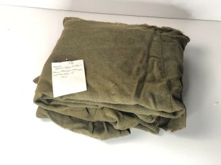 Antique Ww1 Us Army Issued Green Wool Blanket Collectible Field Gear
